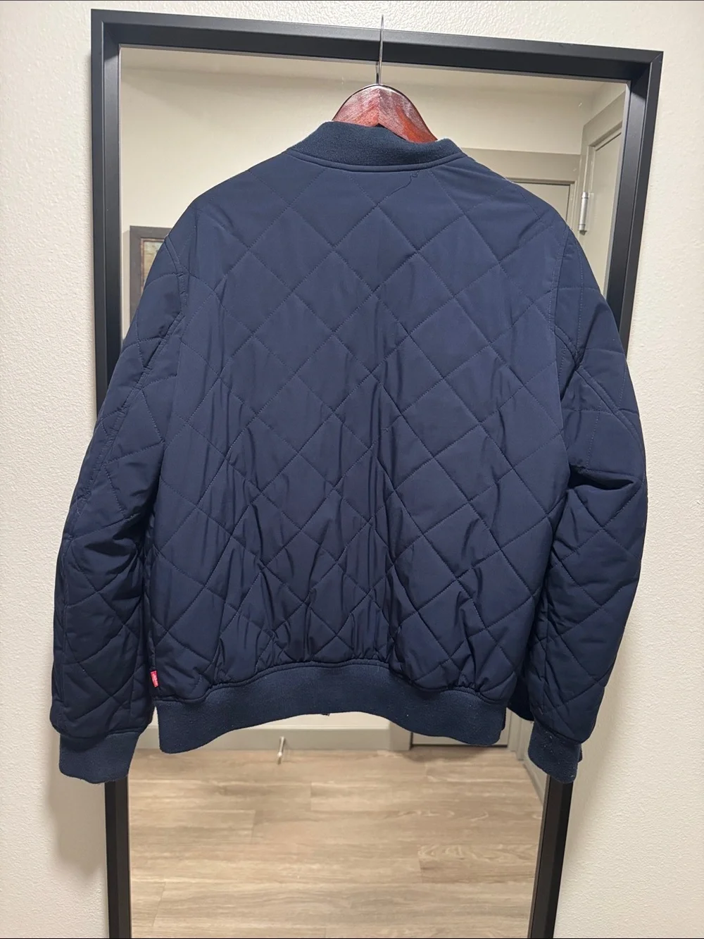 Levi's Navy Quilted Bomber Jacket with Orange Interior